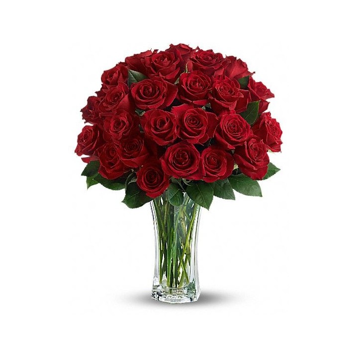 Red roses with a vase